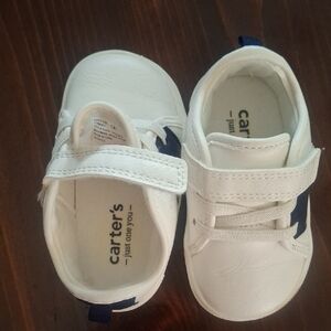Carter's White and Navy Baby Shoes